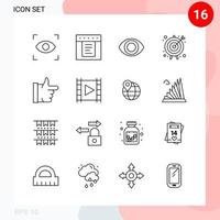 Vector Pack of 16 Icons in Line Style Creative Outline Pack isolated on White Background for Web and Mobile