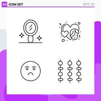 Set of 4 icons in Line style Creative Outline Symbols for Website Design and Mobile Apps Simple Line Icon Sign Isolated on White Background 4 Icons vector