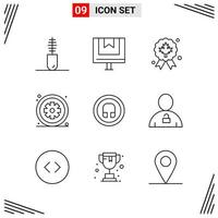 9 Icons Line Style Grid Based Creative Outline Symbols for Website Design Simple Line Icon Signs Isolated on White Background 9 Icon Set vector