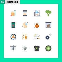 16 Thematic Vector Flat Colors and Editable Symbols of data organic technology gastronomy wifi Editable Pack of Creative Vector Design Elements