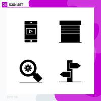 Solid Icon set Pack of 4 Glyph Icons isolated on White Background for Web Print and Mobile vector