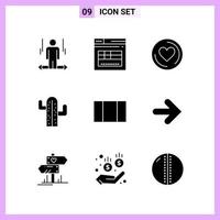 9 Icons in Solid Style Glyph Symbols on White Background Creative Vector Signs for Web mobile and Print