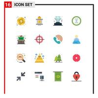 Flat Color Pack of 16 Universal Symbols of gift round business plus circle Editable Pack of Creative Vector Design Elements