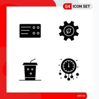 Creative Set of 4 Universal Glyph Icons isolated on White Background vector