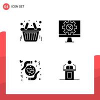 Pack of 4 Universal Glyph Icons for Print Media on White Background vector