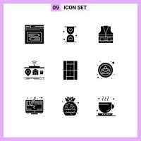 9 Thematic Vector Solid Glyphs and Editable Symbols of internet iot hour repair labour Editable Vector Design Elements