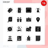 Vector Pack of 16 Icons in Solid Style Creative Glyph Pack isolated on White Background for Web and Mobile