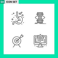 paquete de 4 iconos de estilo de línea establece símbolos de esquema para imprimir signos creativos aislados en fondo blanco 4 conjunto de iconos vector