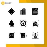 Universal Icon Symbols Group of 9 Modern Solid Glyphs of user navigation page interface four Editable Vector Design Elements