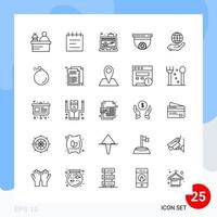 Modern Pack of 25 Icons Line Outline Symbols isolated on White Backgound for Website designing vector