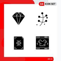 Creative Set of 4 Universal Glyph Icons isolated on White Background vector