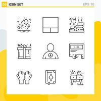 colección de 9 iconos de línea universal conjunto de iconos para web y móvil vector