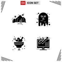 4 Icons Solid Style Grid Based Creative Glyph Symbols for Website Design Simple Solid Icon Signs Isolated on White Background 4 Icon Set vector