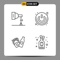 4 Black Icon Pack Outline Symbols Signs for Responsive designs on white background 4 Icons Set vector