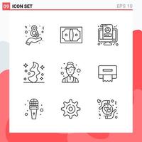 Collection of 9 Vector Icons in Line style Modern Outline Symbols for Web and Mobile Line Icon Sign Isolated on White Background 9 Icons