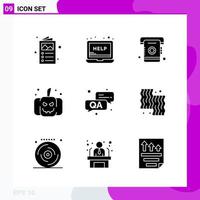 Solid Icon set Pack of 9 Glyph Icons isolated on White Background for Web Print and Mobile vector