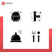 Pack of 4 Universal Glyph Icons for Print Media on White Background vector