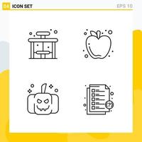 Collection of 4 Universal Line Icons Icon Set for Web and Mobile vector