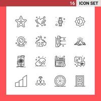 16 Icon Pack Line Style Outline Symbols on White Background Simple Signs for general designing vector