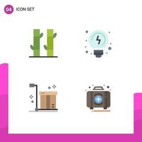 Modern Set of 4 Flat Icons and symbols such as bamboo logistic yoga thinking product Editable Vector Design Elements