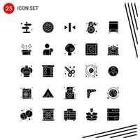 Collection of 25 Vector Icons in solid style Pixle Perfect Glyph Symbols for Web and Mobile Solid Icon Signs on White Background 25 Icons