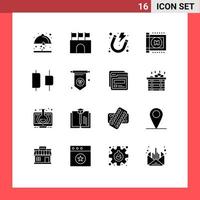 Modern Set of 16 Solid Glyphs Pictograph of distribute medical stadium hospital magnet Editable Vector Design Elements