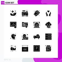 User Interface Pack of 16 Basic Solid Glyphs of image charity accident love spooky Editable Vector Design Elements