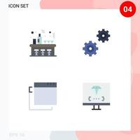 4 Universal Flat Icons Set for Web and Mobile Applications wine coding party options develop Editable Vector Design Elements