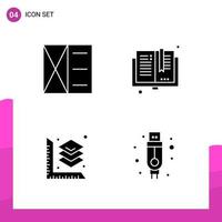 Glyph Icon set Pack of 4 Solid Icons isolated on White Background for responsive Website Design Print and Mobile Applications vector