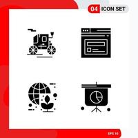 Creative Set of 4 Universal Glyph Icons isolated on White Background vector