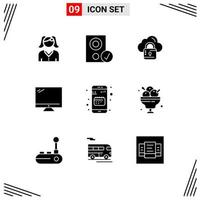 Group of 9 Solid Glyphs Signs and Symbols for agenda imac cloud device computer Editable Vector Design Elements