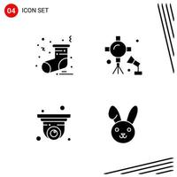 Collection of 4 Vector Icons in solid style Pixle Perfect Glyph Symbols for Web and Mobile Solid Icon Signs on White Background 4 Icons