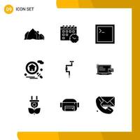 9 Creative Icons Modern Signs and Symbols of tool carpenter code drill search Editable Vector Design Elements