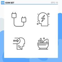 Modern 4 Line style icons Outline Symbols for general use Creative Line Icon Sign Isolated on White Background 4 Icons Pack vector