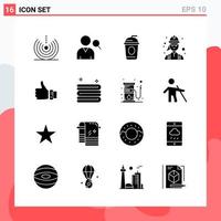 Collection of 16 Vector Icons in solid style Modern Glyph Symbols for Web and Mobile Solid Icon Sign Isolated on White Background 16 Icons