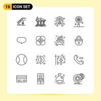 Set of 16 Modern UI Icons Symbols Signs for twitter research building business mask Editable Vector Design Elements