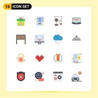 16 User Interface Flat Color Pack of modern Signs and Symbols of household end physics education computer Editable Pack of Creative Vector Design Elements