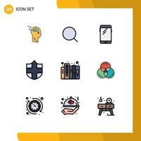 Set of 9 Commercial Filledline Flat Colors pack for history security max protection huawei Editable Vector Design Elements