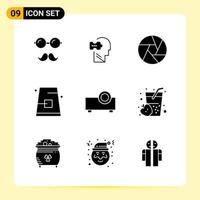 9 Creative Icons for Modern website design and responsive mobile apps 9 Glyph Symbols Signs on White Background 9 Icon Pack vector