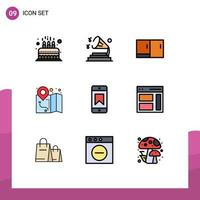 Universal Icon Symbols Group of 9 Modern Filledline Flat Colors of award map volume location home appliances Editable Vector Design Elements