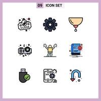 conjunto de 9 iconos modernos de la interfaz de usuario signos de símbolos para la fiesta de porristas bebé noche madre elementos de diseño vectorial editables vector