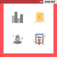 Editable Vector Line Pack of 4 Simple Flat Icons of bar create finance letter lotus Editable Vector Design Elements