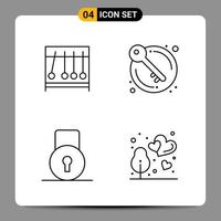 4 Black Icon Pack Outline Symbols Signs for Responsive designs on white background 4 Icons Set vector