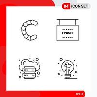 Creative Set of 4 Universal Outline Icons isolated on White Background vector