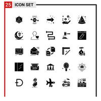 25 General Icons for website design print and mobile apps 25 Glyph Symbols Signs Isolated on White Background 25 Icon Pack vector