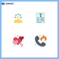 4 Flat Icon concept for Websites Mobile and Apps choice heart human text romantic Editable Vector Design Elements