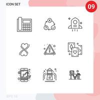 User Interface Pack of 9 Basic Outlines of attention typography organization eight space Editable Vector Design Elements