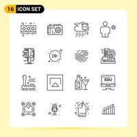 16 iconos creativos para el diseño moderno de sitios web y aplicaciones móviles receptivas 16 símbolos de contorno signos sobre fondo blanco paquete de 16 iconos vector