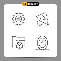 4 Black Icon Pack Outline Symbols Signs for Responsive designs on white background 4 Icons Set vector