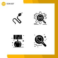 4 Icon Set Solid Style Icon Pack Glyph Symbols isolated on White Backgound for Responsive Website Designing vector